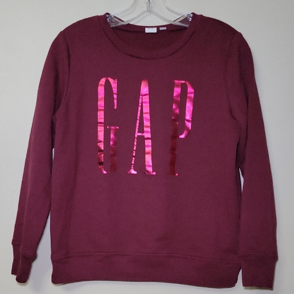 GAP Tops - GAP Crew Neck Sweatshirt Maroon W/ Shiny Letters Woman's XS